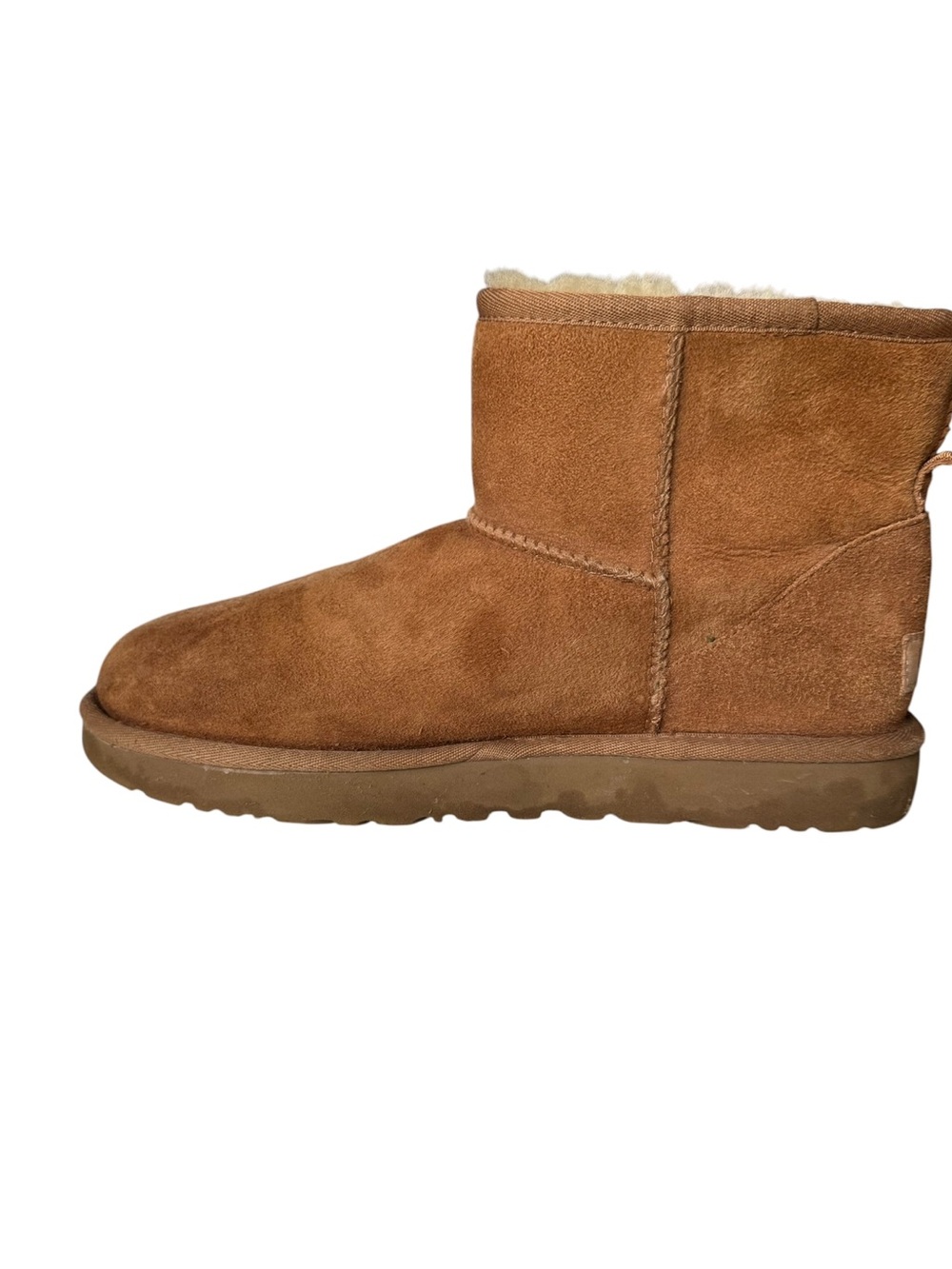 UGG Classic Mini Boots Size 9 US Chestnut Brown Tan Suede Wool Shearling Lining - Picture 6 of 16